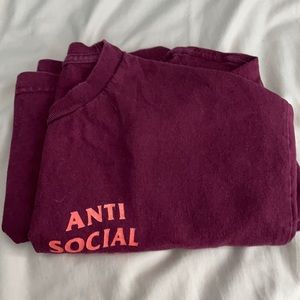 Anti Social Social Club T shirt 'Maroon'